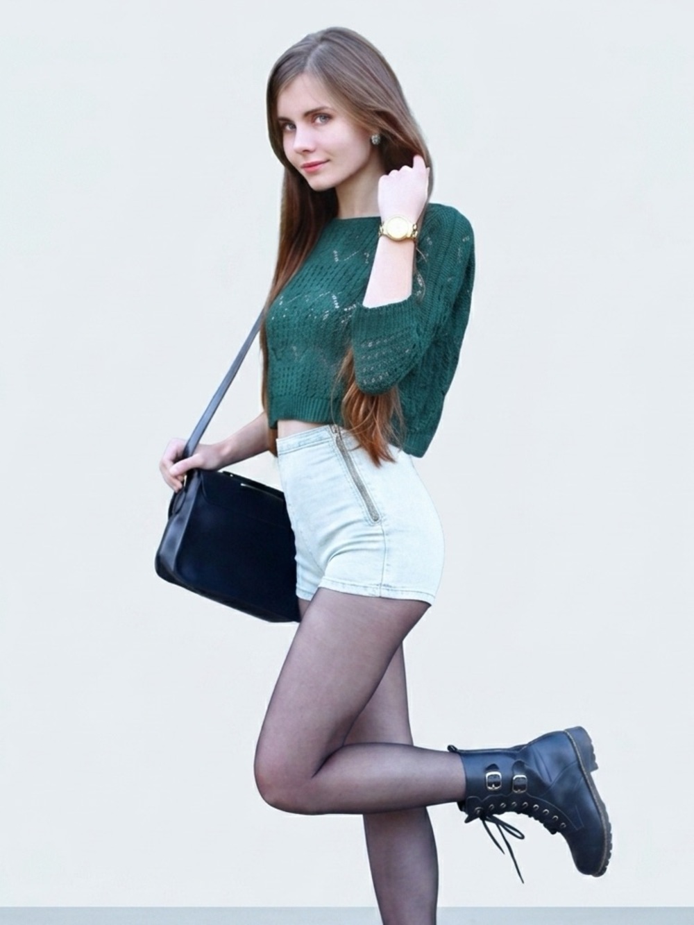 American Apparel Denim High-Waist Shorts